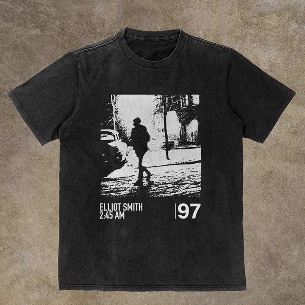 Elliott Smith Vintage Music Graphic Shirt Charcoal Tee S-5XL XXXXL