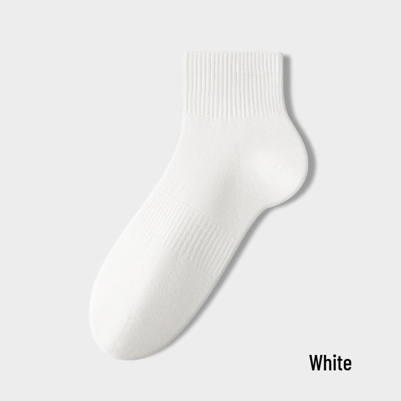 Men's Pure Cotton Mid-Calf Socks - Antibacterial, Sweat-Absorbent, Anti-Odor, Seamless Sports Socks for Autumn and Winter