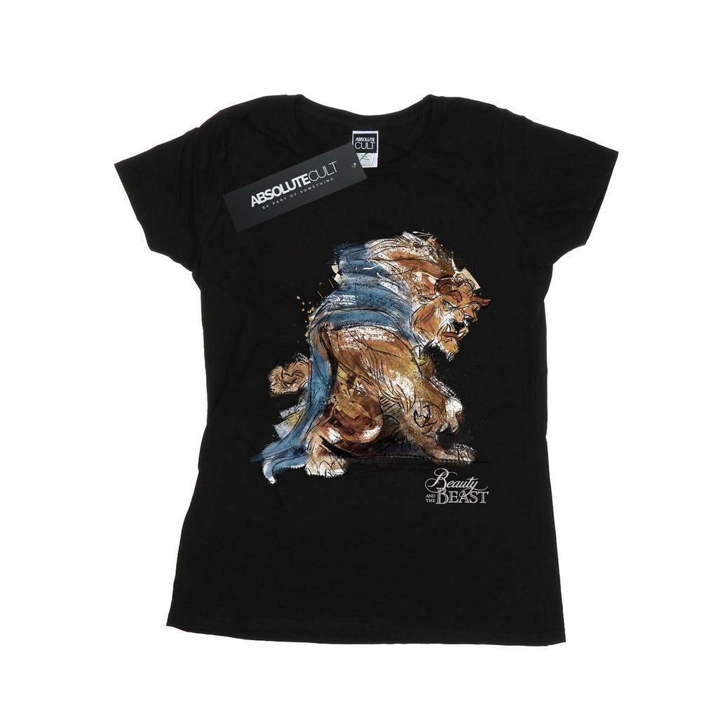 Disney Womens/Ladies Beauty And The Beast Beast Sketch Cotton T-Shirt