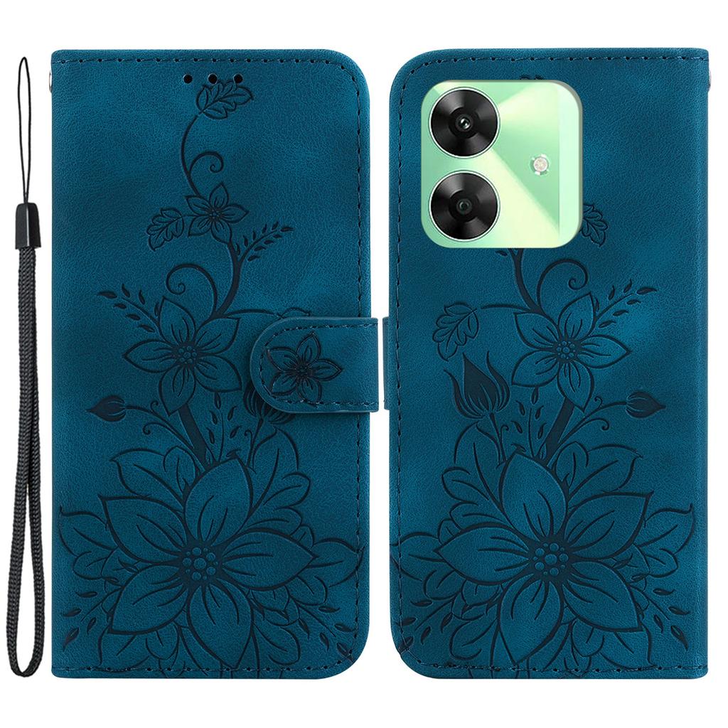 For Realme Note 60x 4G/C63 4G/C61 4G/Narzo N63 4G Stand Case Lily Flower Imprint Leather Phone Cover