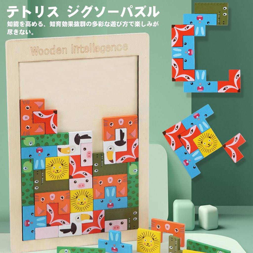 Tetris Jigsaw Puzzle Building Blocks Montessori Educational Toy Wooden Puzzle 3D Puzzle Brain Training Memory Training Spatial Reasoning Creativity