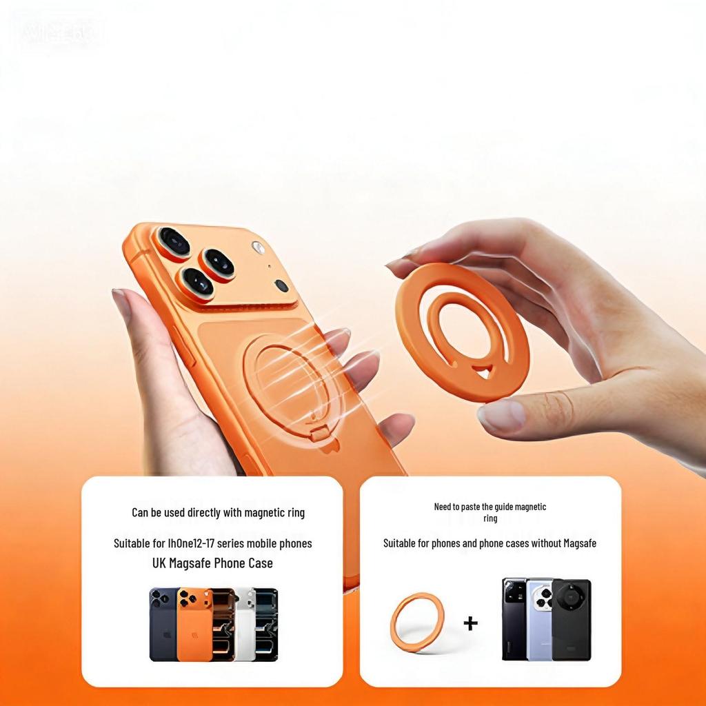 Liquid Silicone Magnetic Finger Ring Holder for Apple 12-16 Phones - Magnetic Suction Bracket for Lazy Grip