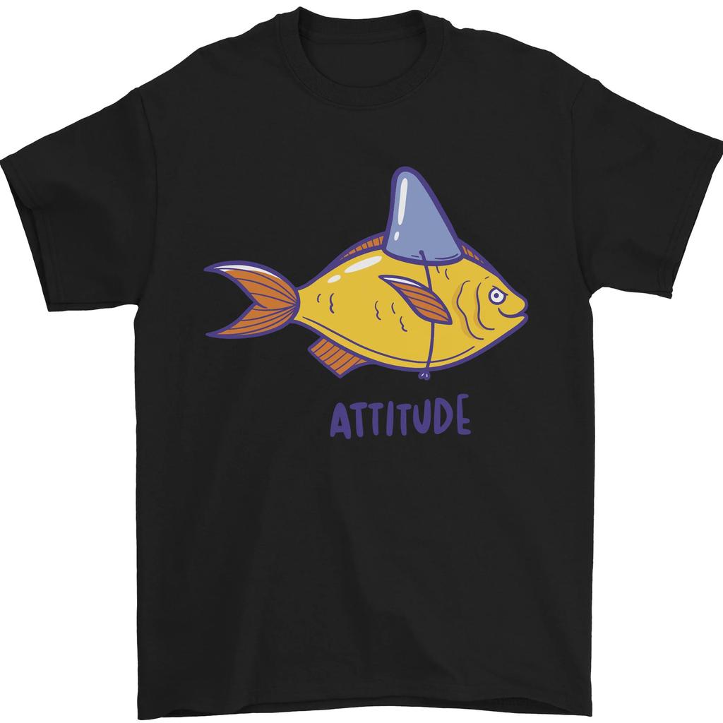 Funny yellow fish with fin hat Attitude graphic T-shirt
