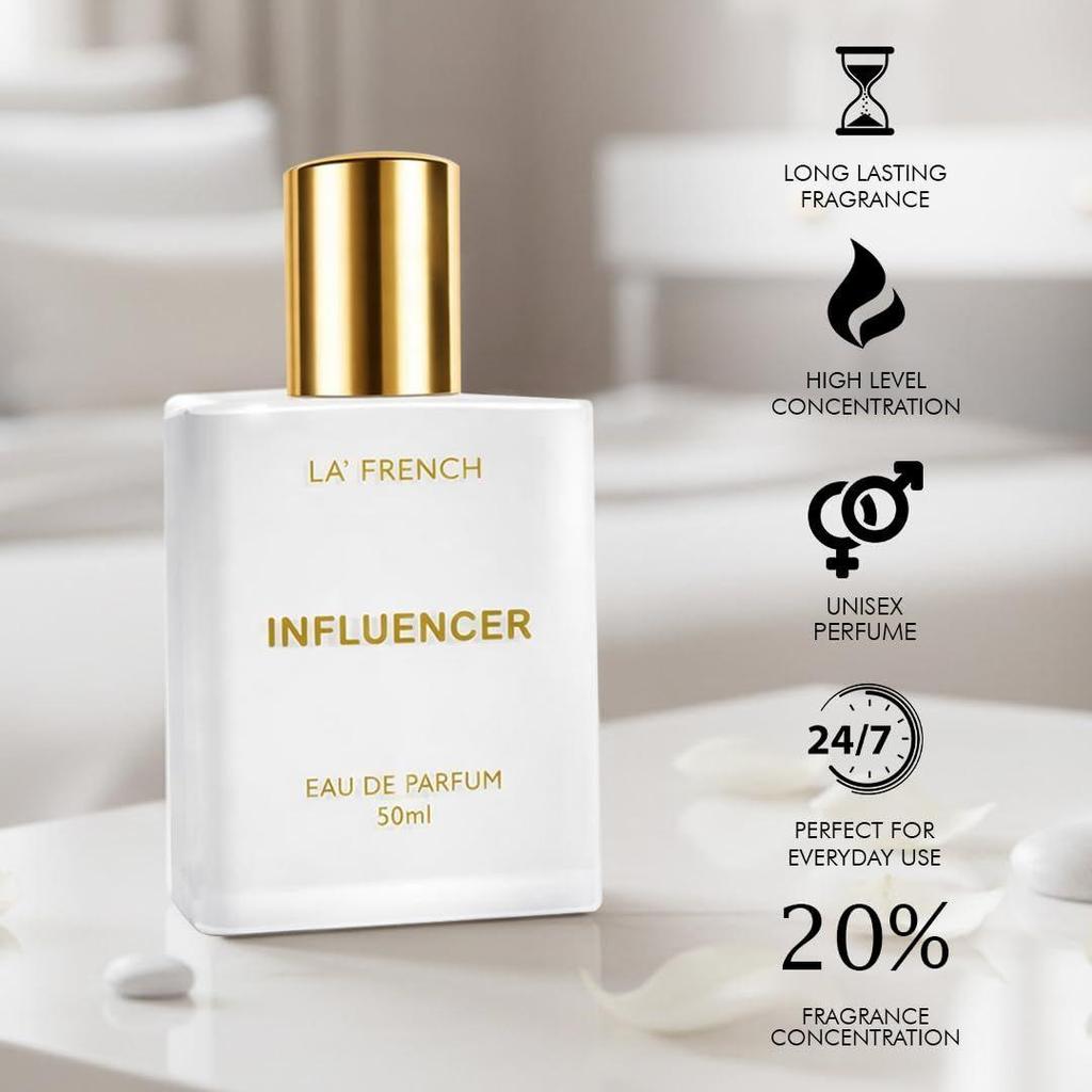 La French Influencer Unisex Perfume 50ml | Long-Lasting Premium Fragrance | Green, Herbal & Woody Notes | Bold Luxury Perfume Spray for Men & Women