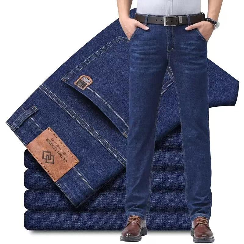 New Elastic Jeans Men'S Loose Versatile Pants Large Pants Straight Work Casual Pants