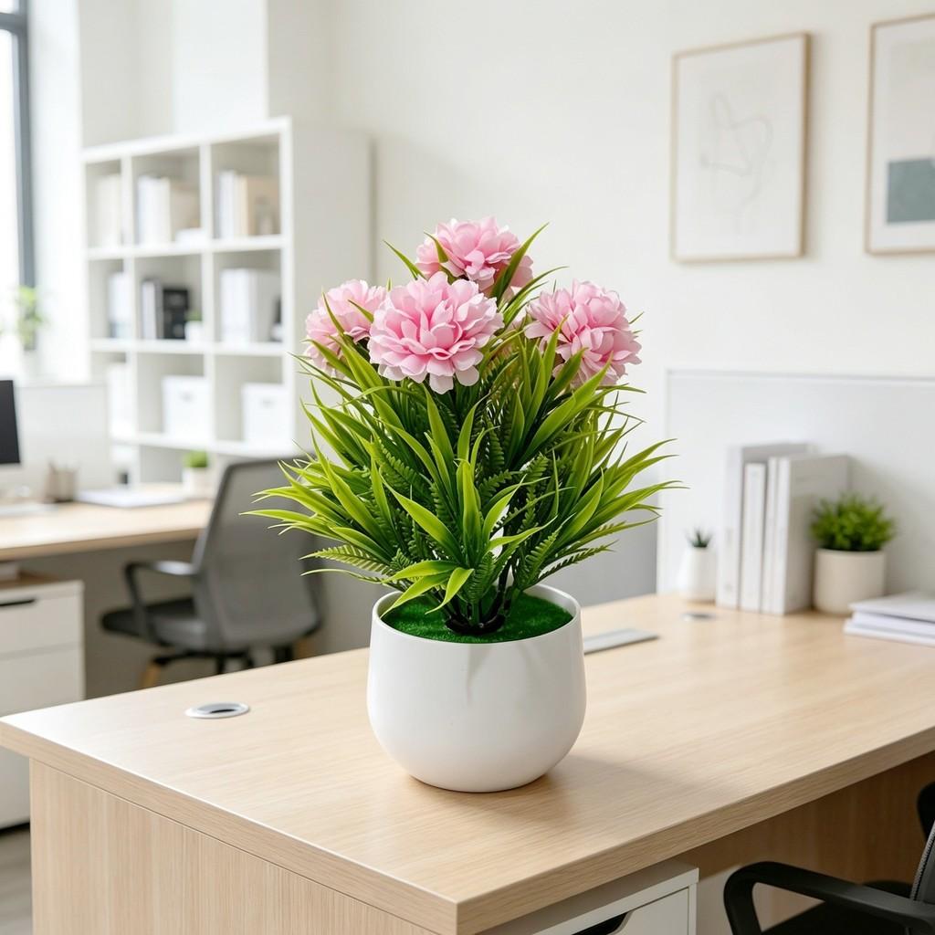 Spring Grass Artificial Flower Garden Decor With Plastic Chrysanthemum For Home And Outdoor Use