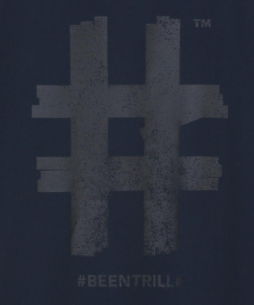 BEENTRILL Stamp Hashtag Oversized Short Sleeve T-Shirt (Charcoal)