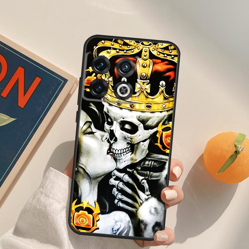 Skeleton Skull Kiss Case For OnePlus 13T 10T 10R 12R 13R 15 13 12 11 10 9 Pro Nord CE 5 2 3 4 Lite N20 N30 Cover