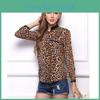 Modisches Damen Chiffon-Hemd mit Leopardenmuster und langen Ärmeln, figurbetont und mit klassischem Design