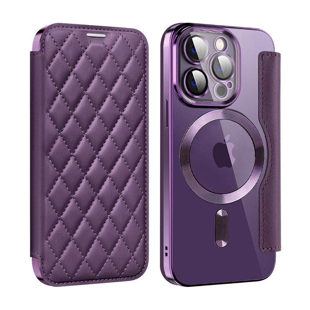 KEYSION Custodia Portafoglio a Libro in Pelle Placcata per iPhone 11 12 13 Pro Max Slot per Carte Ricarica Wireless Magnetica Cover Posteriore del Telefono