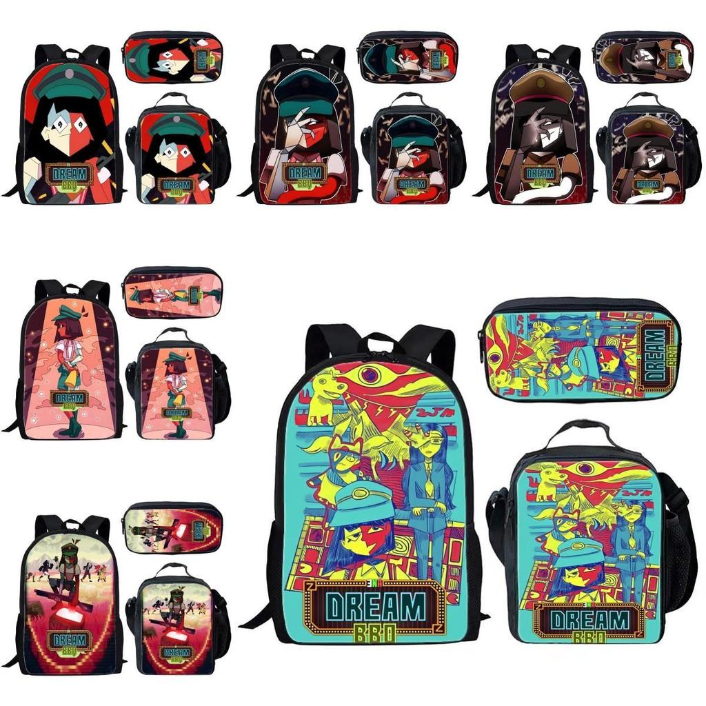 Bbq Dream Ena Pattern Printing Backpack Lunch Bag Pen Case Set For Gift Student