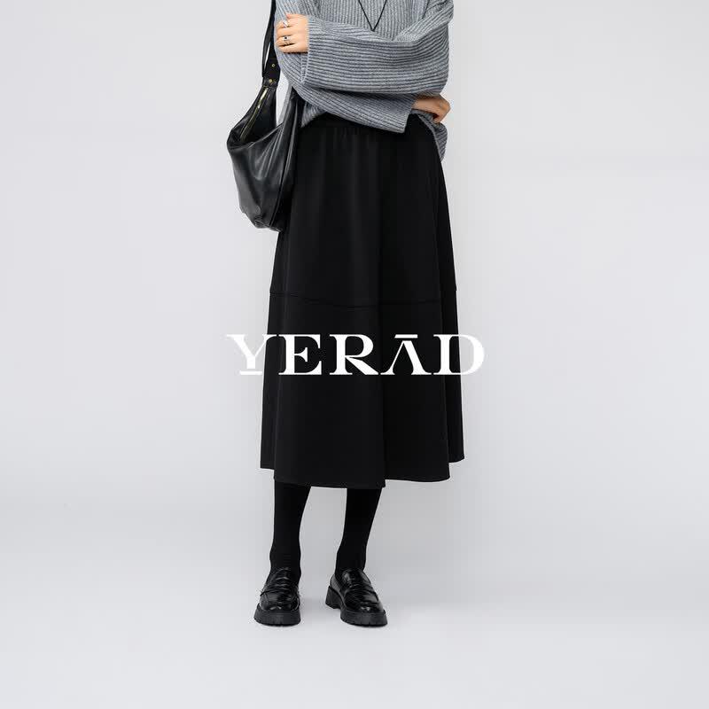 Women s Hepburn Style High-Waist A-Line Wool Blend Long Skirt S
