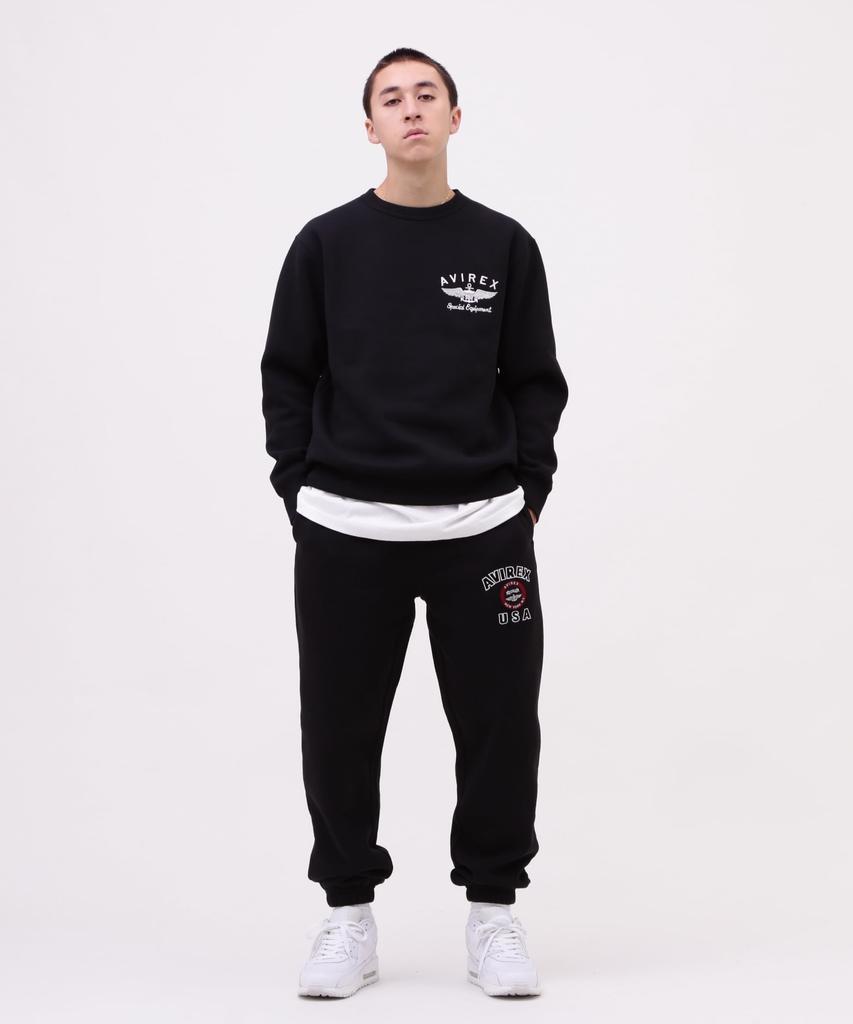 Avirex Varsity Logo Sweat Size Pants, Men's, M, 010, Black, 783-4910004