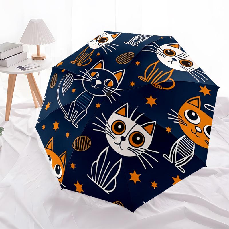 1pc Cat Pattern Automatic Folding Umbrella Durable Iron Frame,All Seasons Home Travel Outdoor Multifunctional Umbrella yy251115116
