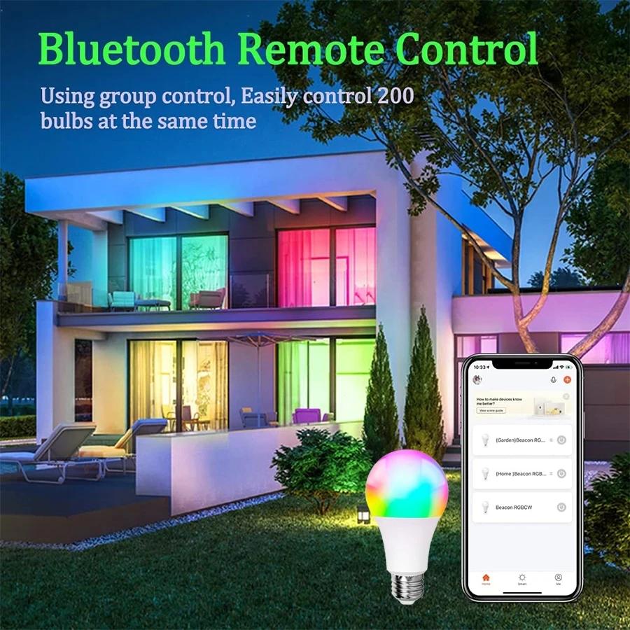E27 LED Smart Bulb RGB Lamp Tuya Bluetooth 4.0 Smart Lighting Lamp Color Change Dimmable Home Hotel Bar Bedroom Decor AC85-265V