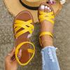 Fashion Shoes for Women 2025 New Summer Women Flat Bottom Sandals Roman Strap Non Slip Rubber Soles Fashion Ladies Daily Sandals Women