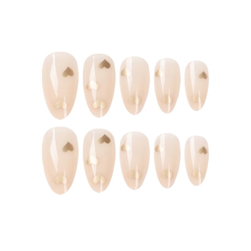 24 Pieces Wear Nail Piece Simple French Nude Love Nail Sticker Removable Nail Piece Nail Art Nail Piece Nail Patch