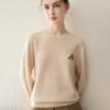 Women's 100% Pure Cashmere Embroidered Round Neck Sweater - Loose Fit Knitwear for Autumn & Winter