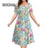 Letnia Sukienka Damska z Krótkim Rękawem Elegancka Sukienka Wieczorowa na Imprezę Odzież Damska Imprezowa Sukienka A-Linia Zgniatana Kwiatowa Sukienki Pulowerowe