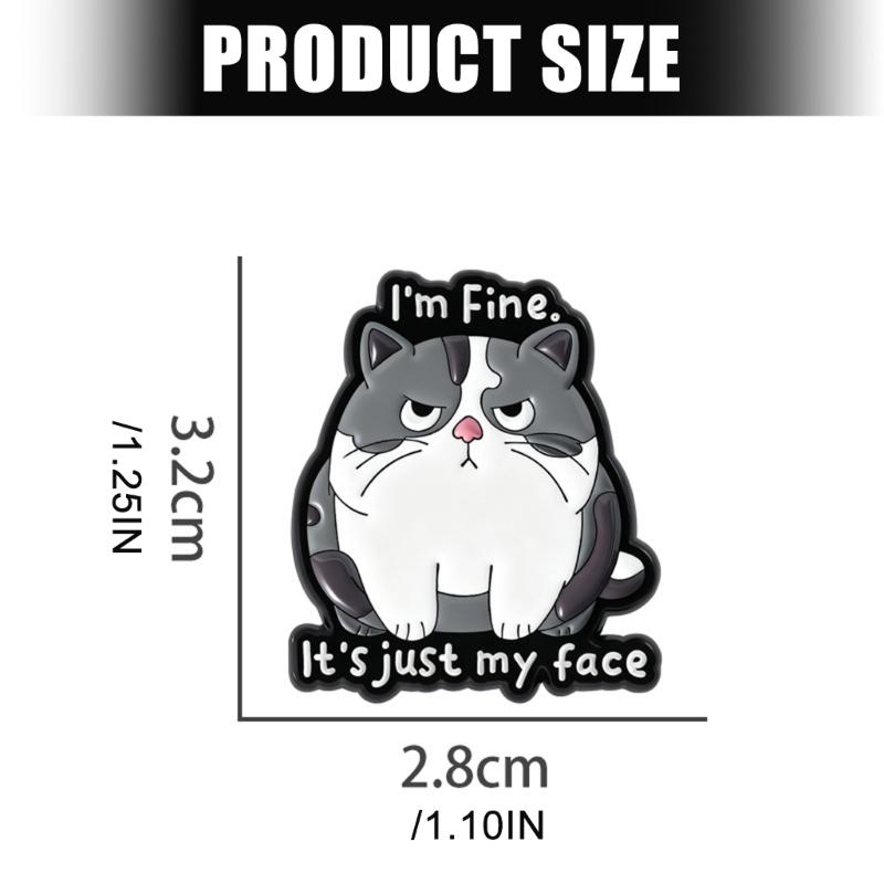 Broche Épingle Visage de Chat de Dessin Animé Avec Design Hilare « Ça Va, C'est Juste Mon Visage » Épingle Émaillée Pour Accessoire de Mode Cadeau