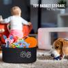 Modern Rope Storage Basket with Sturdy Handles Oval Decorative Organizer for Home, Office, Bedroom Durable Fabric, Neutral Beige Black Design