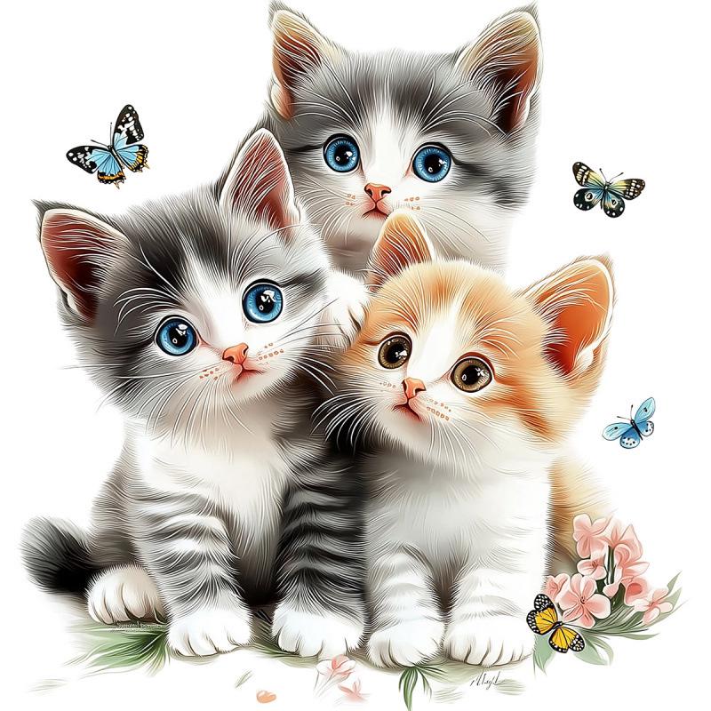 3D Cute Kitten & Butterfly Wall Decal for Children's Room