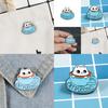 Whimsical Cat Design Enamel Pin Stylish Blue Coffee Cup Brooch For Fashion Lovers