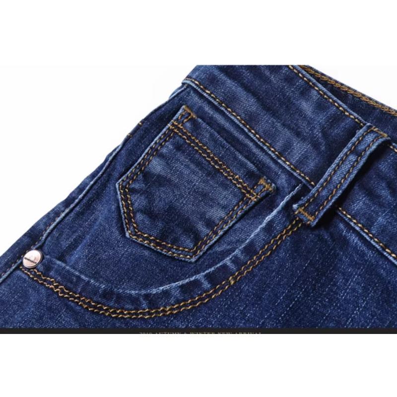Men's Thick Elastic Straight-Leg Jeans for Autumn/Winter - Casual Slim Fit for Middle-Aged Business Style