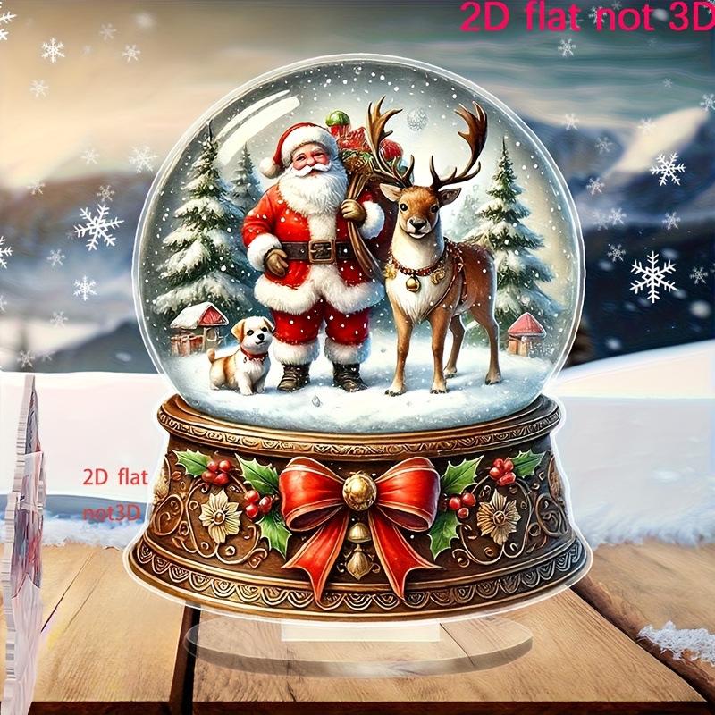 Christmas Santa Claus Snow Scene 2D Acrylic Ornament for Home Décor