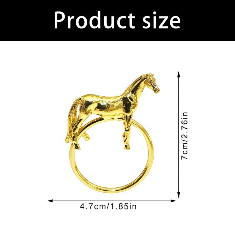 Pack of 6 Elegant Horse Design Napkin Rings Alloy Western Equestrians Napkin Buckle for Dining Table Parties Event Decors
