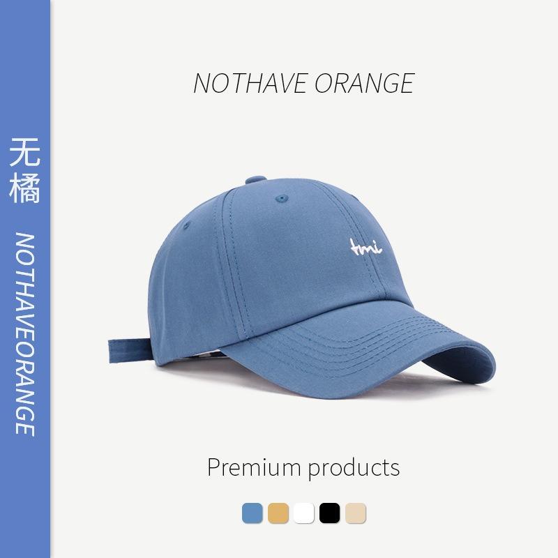 

Wide brim baseball cap women s face small spring summer blue embroidery trendy black cap men Adjustable синий
