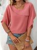 2025 Sommer Neue Damen Casual Schräg V-Ausschnitt Chiffon Puffärmel Elegante Bluse