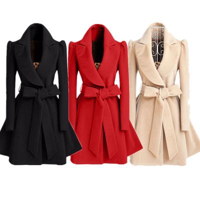 Herfst en Winter Dames Wollen Jas Middellang Koreaanse Stijl Slanke Wollen Jas