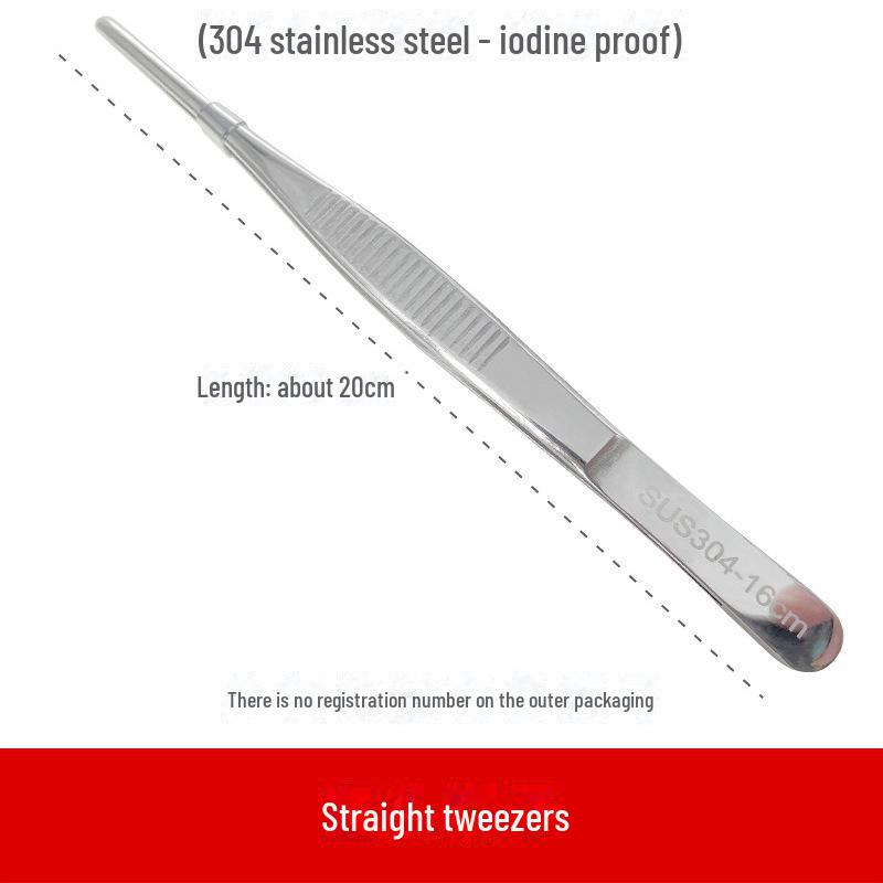 304 Stainless Steel Anti-Iodine Tweezers: Straight & Elbow Design for Gardening, Fishing, and Aquarium Use