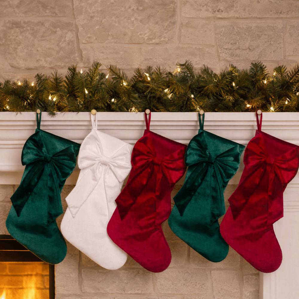 Bowknot Christmas Stockings Large Capacity Hanging Decoration Candy Bag  Christmas Tree Decoration