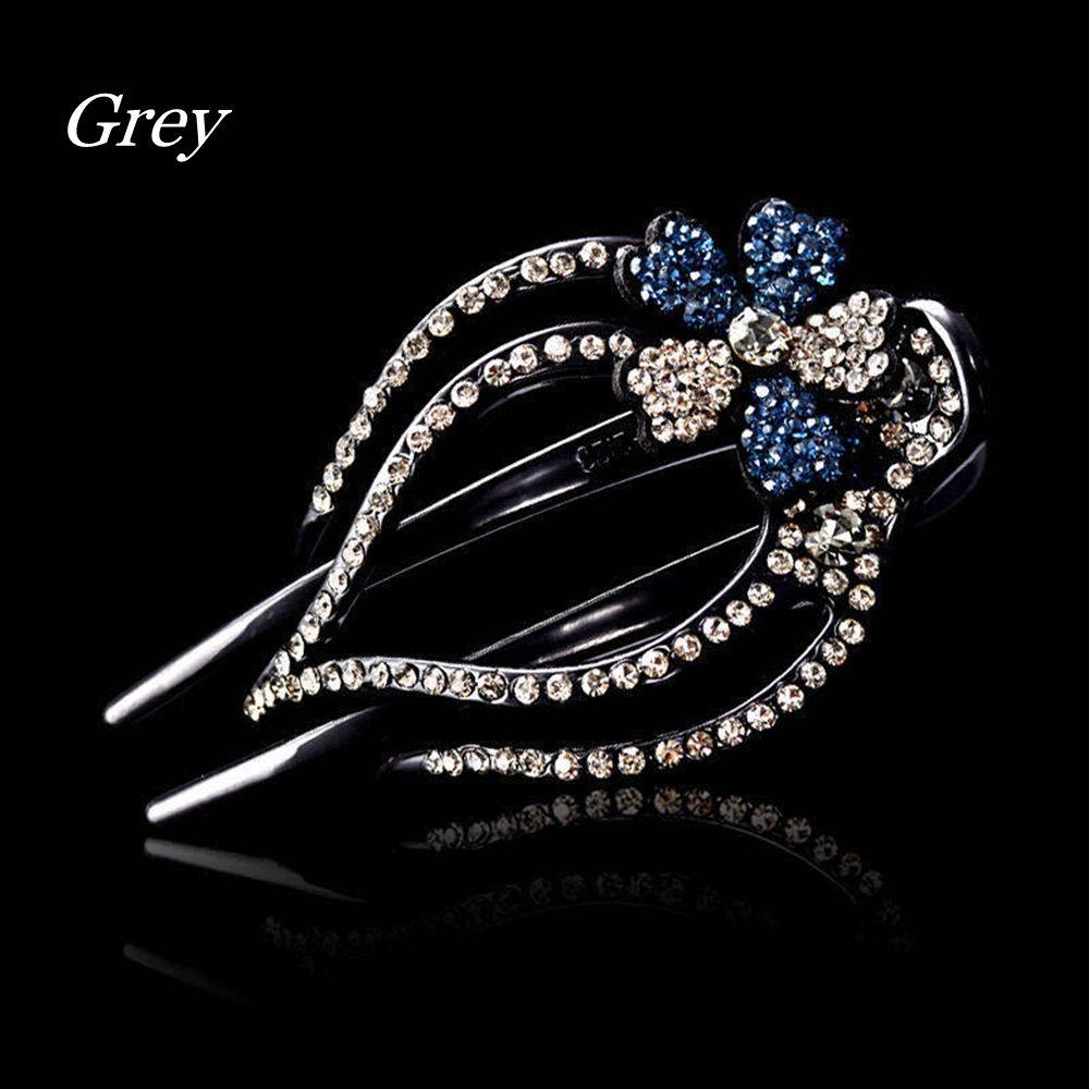 Shiny Hairpins Flexible Headwear Rhinestone Hair Clip Heart  Flower Acrylic Hollow Claws