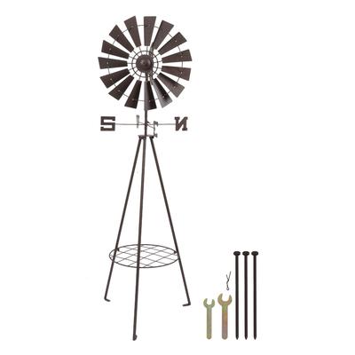 Garden Windmill Potting Rack Multifunctional Rotating Iron Floor Windmill Plants Shelf Dual Use