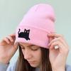 Embroidery Embroidered Cat Knitted Hat Warm Knit Cap Cute Winter Caps  Winter