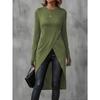 YYFS Camicette e camicie con scollo a maniche lunghe con stampa tinta unita primavera autunno moda casual da donna
