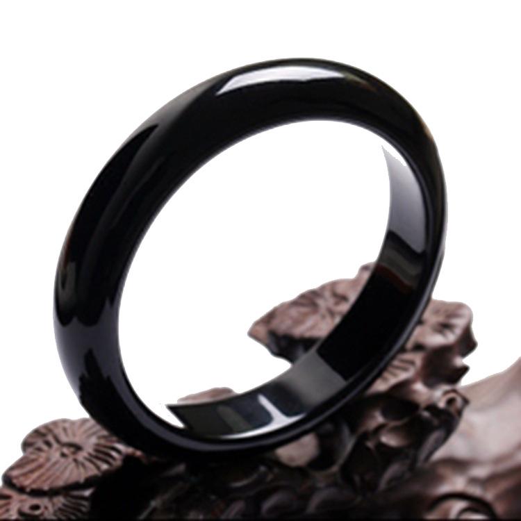 Natural Black Agate and Obsidian Chalcedony Jade Bangle