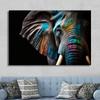 Ritratto Moderno Faccia di Elefante con Pittura su Tela con Pittura Colorata Poster di Elefanti Arte da Parete per Decorazione Soggiorno