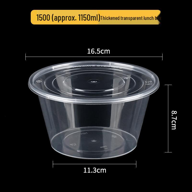 Disposable Transparent Food-Grade Round Takeaway Box for Salad, Bento, or Rice - High Temperature Resistant