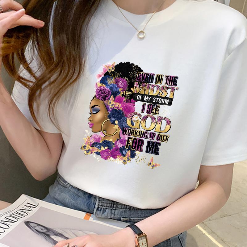 Iron On Patches Afro Woman Clothes Stickers T-Shirt Diy Parches Ropa Heat Press Appliqued Hoodies Stripe Thermo Transfer