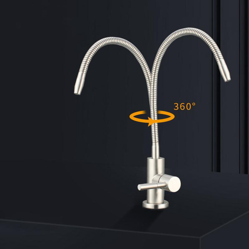 Universal Gooseneck Water Purifier Faucet Reverse Osmosis Drinking Water Filter Faucet Stainless Steel 1/4" PE Quick Connect
