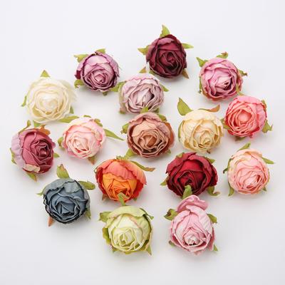 5/10Pcs 4cm Artificial Silk Tea Buds Roses Heads for Wedding DIY Wreath Scrapbook Fake Flowers Wall Decorations Home Room Decor