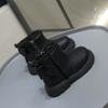 Girls fashion short boots 2025 new spring and autumn children's foreign style bow princess leather boots girls versatile Martin boots