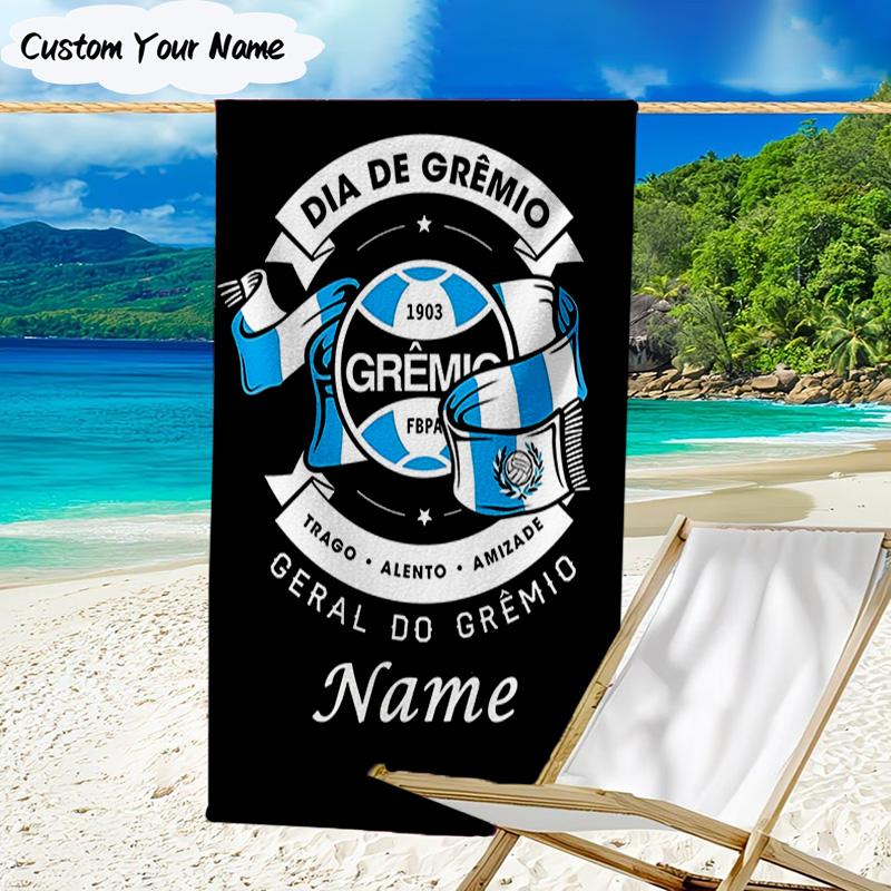 1PC Custom Name Beach Towel Gremio FC Emblem Beach Towel, Suitable for Camping, Travel, Beach Accessories, Super Absorbent, Family Gift