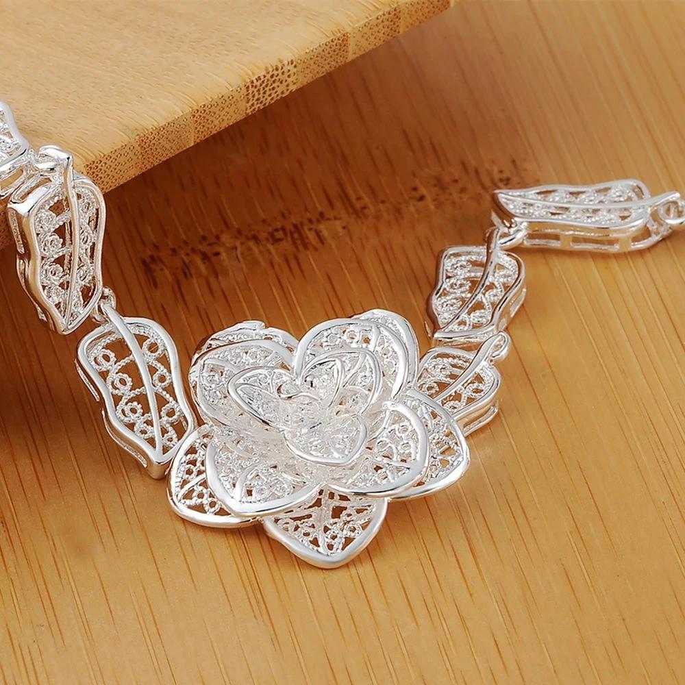 charms flower   Copper Pendant necklace bracelet Jewelry sets for women Fashion Party wedding accessories gifts
