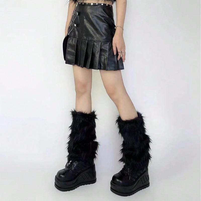 1 Pair Plush Leg Warmers for Y2k Style Party and Stage Performance, Autumn and Winter