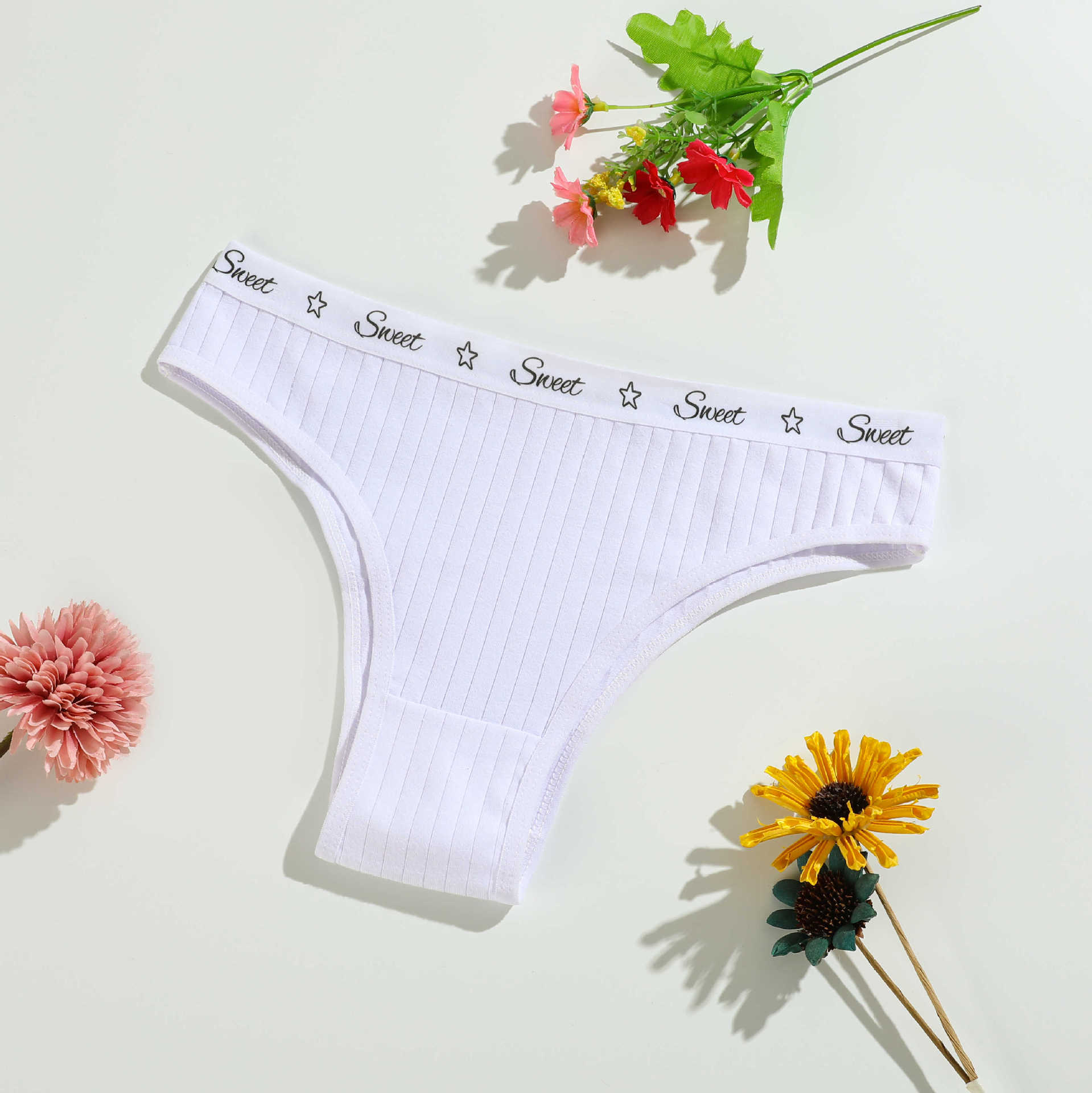 Женские весенне-осенние новые хлопковые однотонные дышащие трусы с высокой посадкой S белый